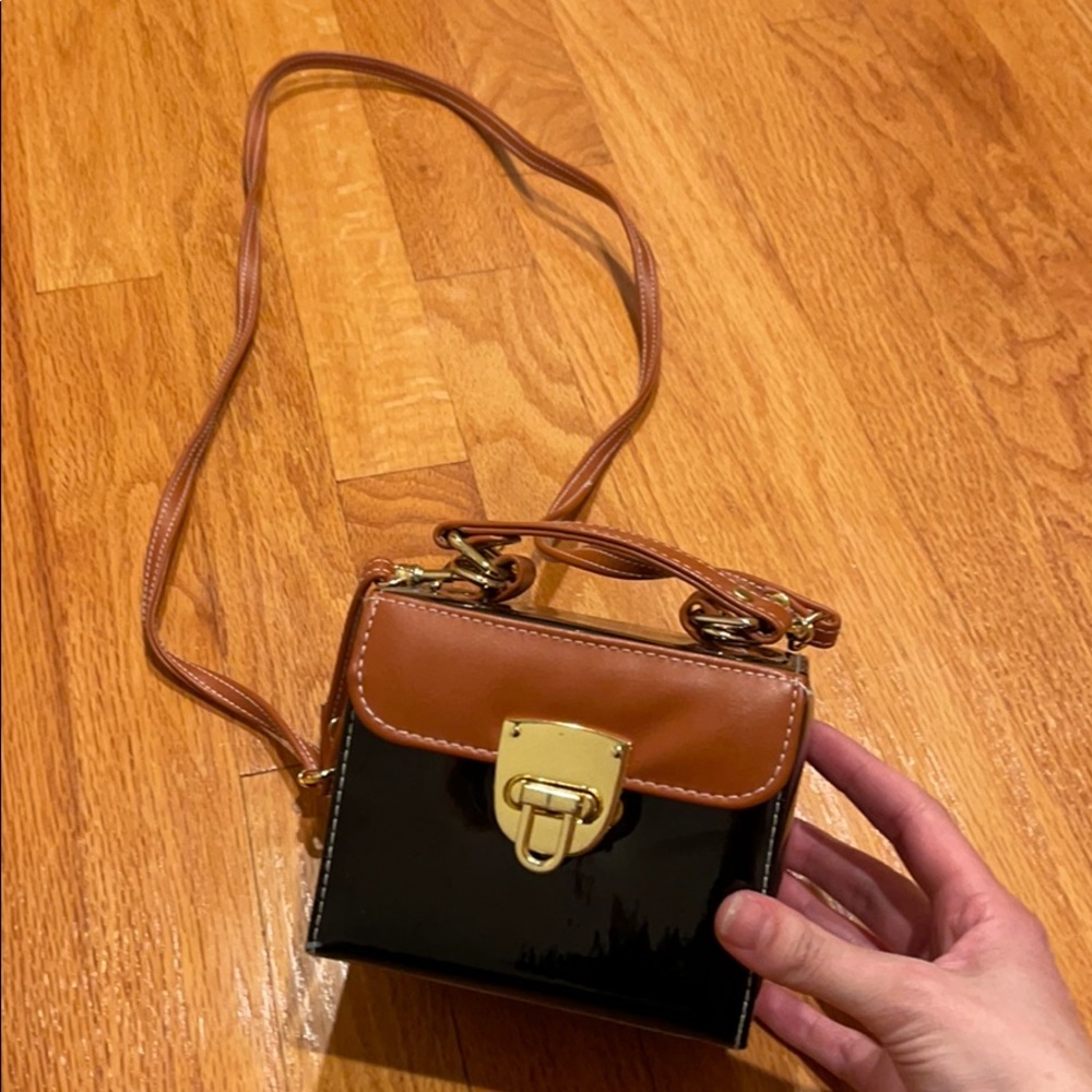 Cooperative brown and black square mini bag